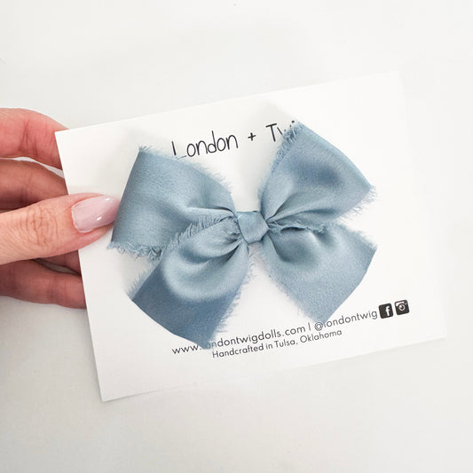 Frayed Satin Brighton in Dusty Blue