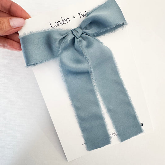 Frayed Satin Blyth in Dusty Blue